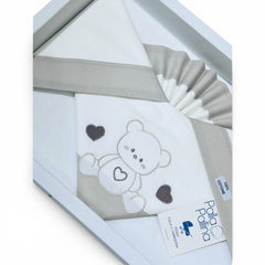 Palla Pallina Set Tre Pezzi Di Lenzuola Ricamate Per Carrozzina 100% Cotone misura 90x120