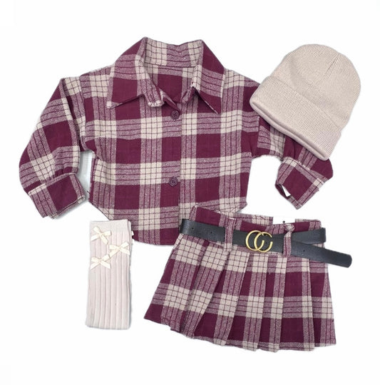 Gonna plisse a Quadri in Flanella Da Neonata