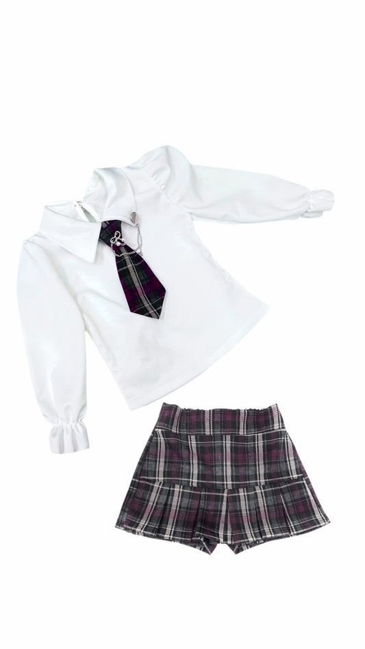 Completo Camicia e Gonna Short con Cravatta Da bambina Invernale