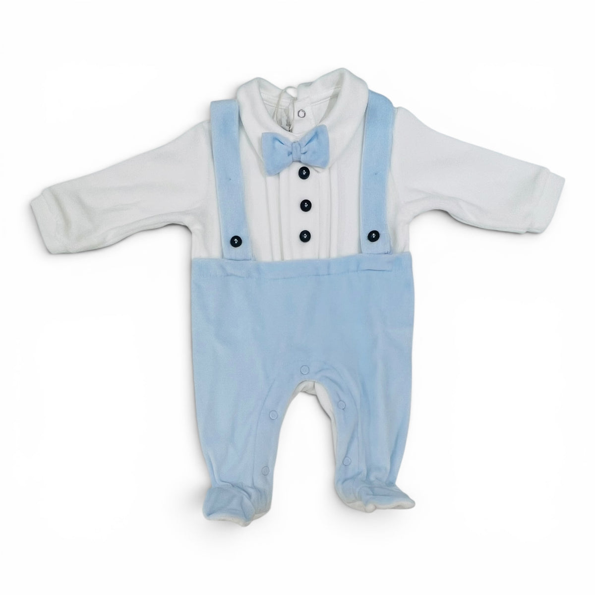 Les Jolies Tutina Ciniglia Con Bretelle e Papillon Da Neonato