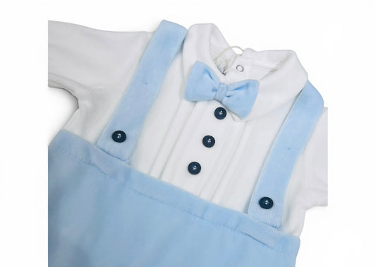 Les Jolies Tutina Ciniglia Con Bretelle e Papillon Da Neonato