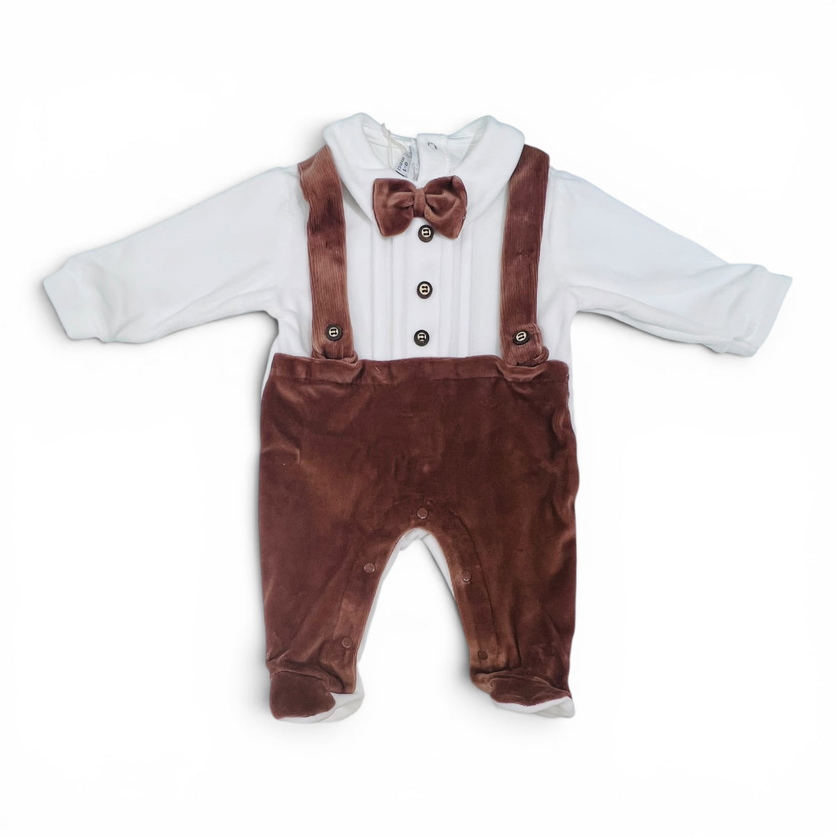 Les Jolies Tutina Ciniglia Con Bretelle e Papillon Da Neonato