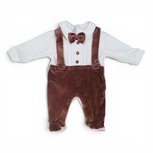 Les Jolies Tutina Ciniglia Con Bretelle e Papillon Da Neonato