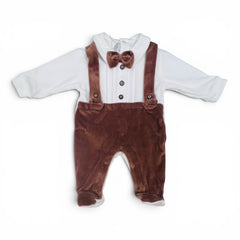 Les Jolies Tutina Ciniglia Con Bretelle e Papillon Da Neonato
