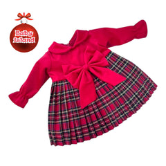 Abitino Natalizio in Velluto e Tartan Plissè