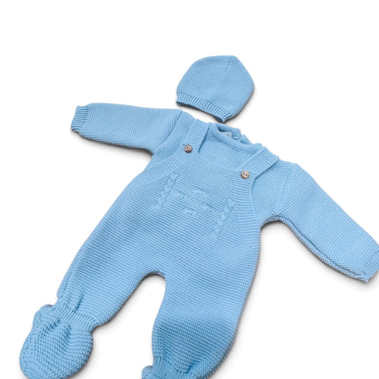 Coralo Coordinato Lana Salopette con Maglioncino e Cappellino Da Neonato