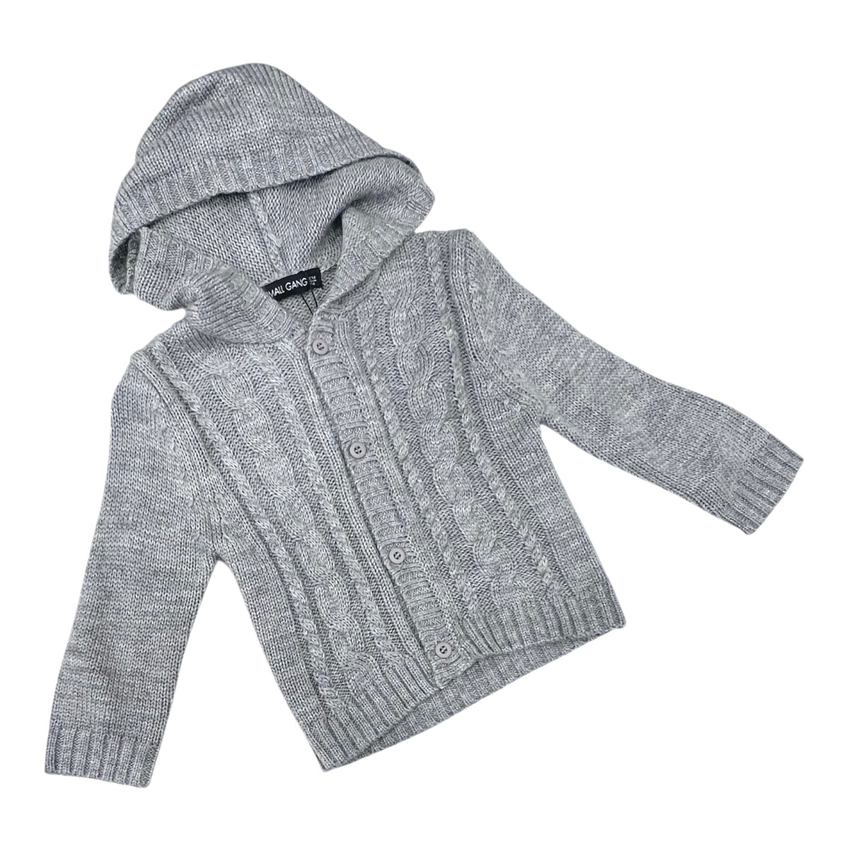 Cardigan Treccia Con Cappuccio Da Neonato Invernale