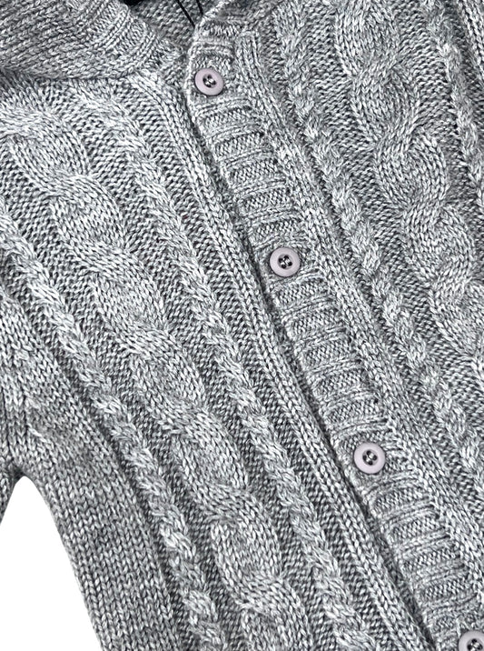 Cardigan Treccia Con Cappuccio Da Neonato Invernale