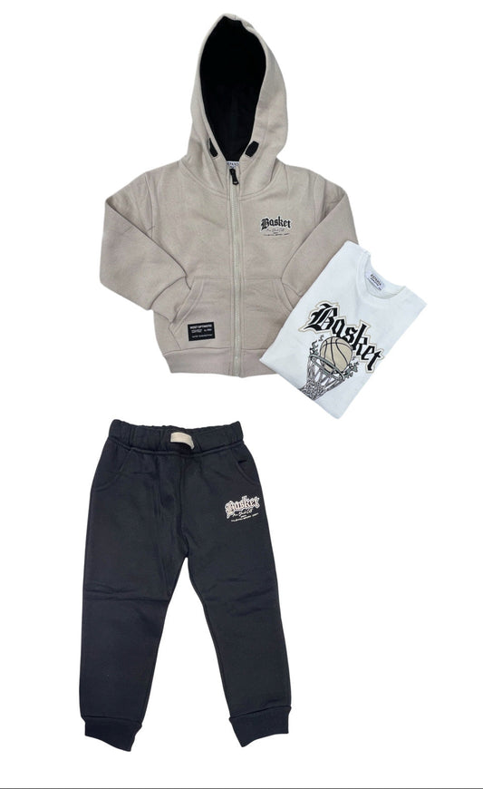Basket Completo Tuta Felpata Tre Pezzi Da Bambino