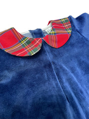 Pappa e Latte Tutina in Ciniglia Con Collo Tartan Natalizio Personalizzabile Da Neonati