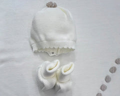 Pappa e Latte Cappellino e Scarpine in Lana Da Neonati