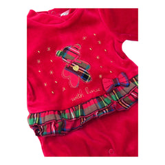 Tutina in Ciniglia Rossa Natalizia con Voilant Tartan Da Neonata