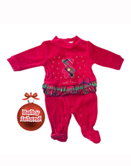 Tutina in Ciniglia Rossa Natalizia con Voilant Tartan Da Neonata