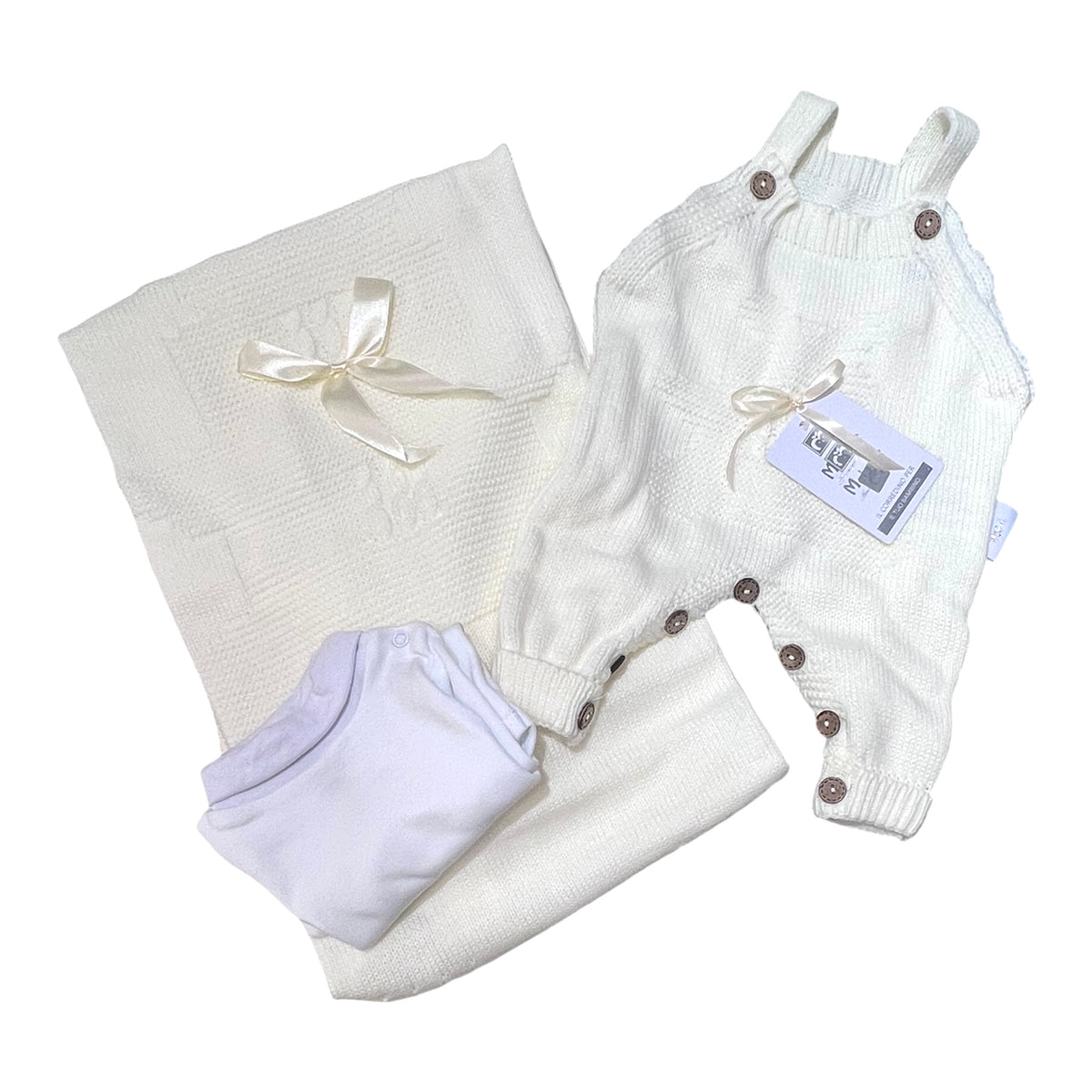 Set 3 Pezzi Salopette Body e Scialle per Neonati