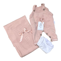 Set 3 Pezzi Salopette Body e Scialle per Neonati