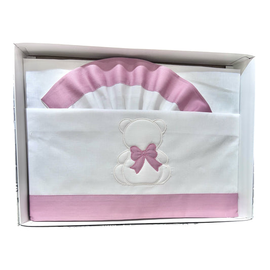 Coordinato Lenzuola Carrozzina Sopra-Sotto-Federa 100% Cotone