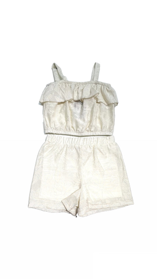 MELANY ROSE TOP CON SHORT IN TESSUTTO STRUTTURATO E RICAMATO