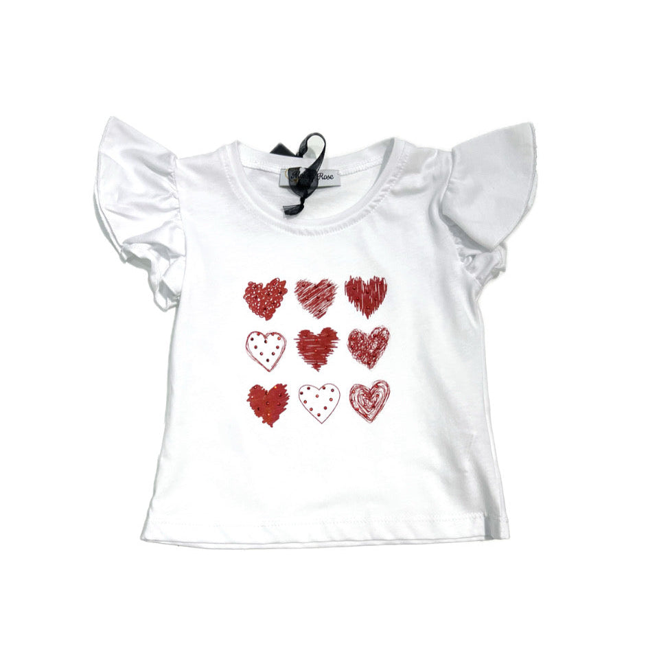 Melany Rose T-Shirt Neonata con Maniche Voilant in Cotone