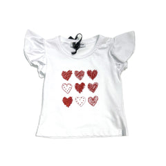 Melany Rose T-Shirt Neonata con Maniche Voilant in Cotone