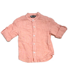 Camicia in Puro Lino Collo Koreana Neonato