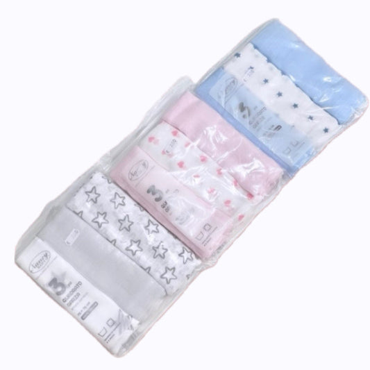 Tris Mussole in Garza 100% Cotone mis. 75x75