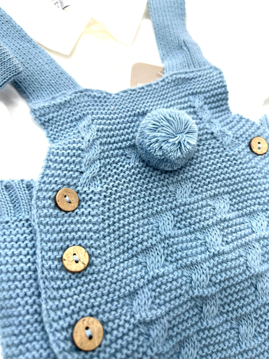 Pagliaccetto in Lana Smacchinato con Camicia+Cappello+Babucce Neonato/a