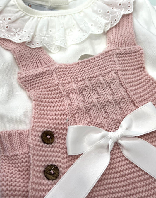 Pagliaccetto in Lana Smacchinato con Camicia+Cappello+Babucce Neonato/a