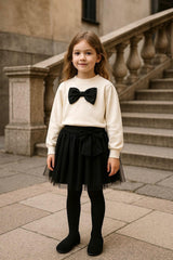 Melany Rose Completo Maglia Lana Fiocco e Gonna Tulle