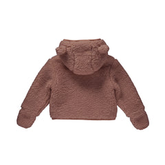 DIRKJE Giubbotto in Pelliccia con Cappuccio e Muffole (incorporate)Neonata