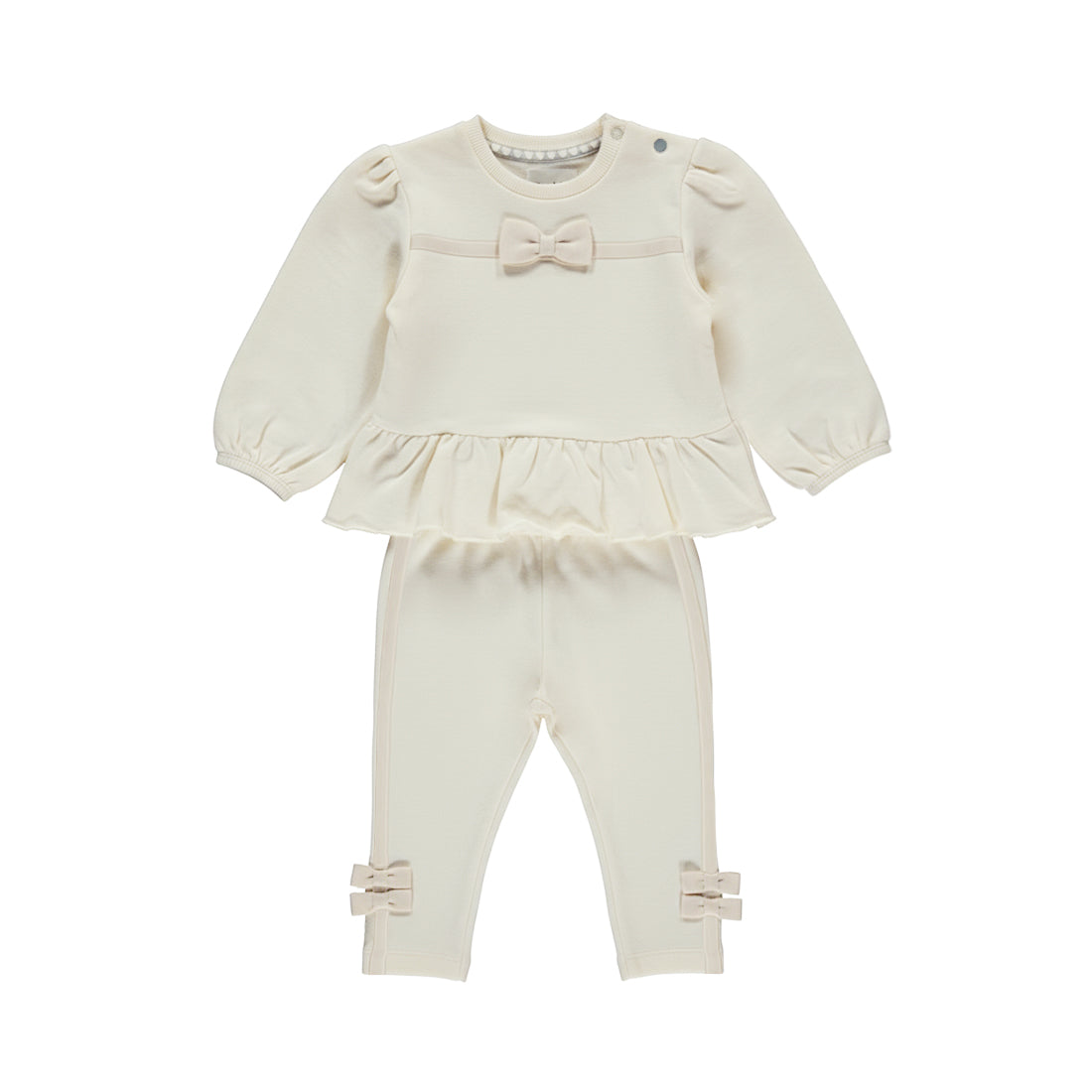 DIRKJE Completo Maglia e Leggins Neonata Volant e Fiocchetti