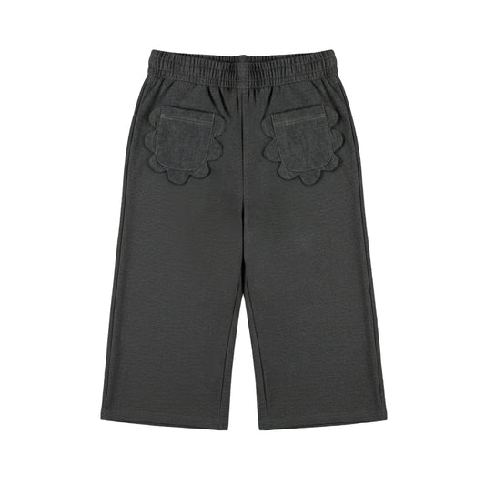 DIRKJE Pantalone Ampio Effetto Jeans Dettaglio Tasca a Fiore Neonata
