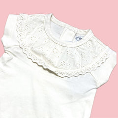 T-shirt Dirkje Neonata Con Dettaglio Pizzo sul Collo
