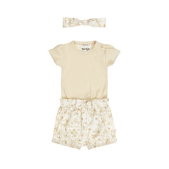 Dirkje Completo Neonata tre Pezzi Body-Short e Fascia