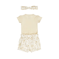 Dirkje Completo Neonata tre Pezzi Body-Short e Fascia