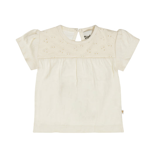Dirkje T-shirt Neonata con Dettagli in Pizzo Sangallo