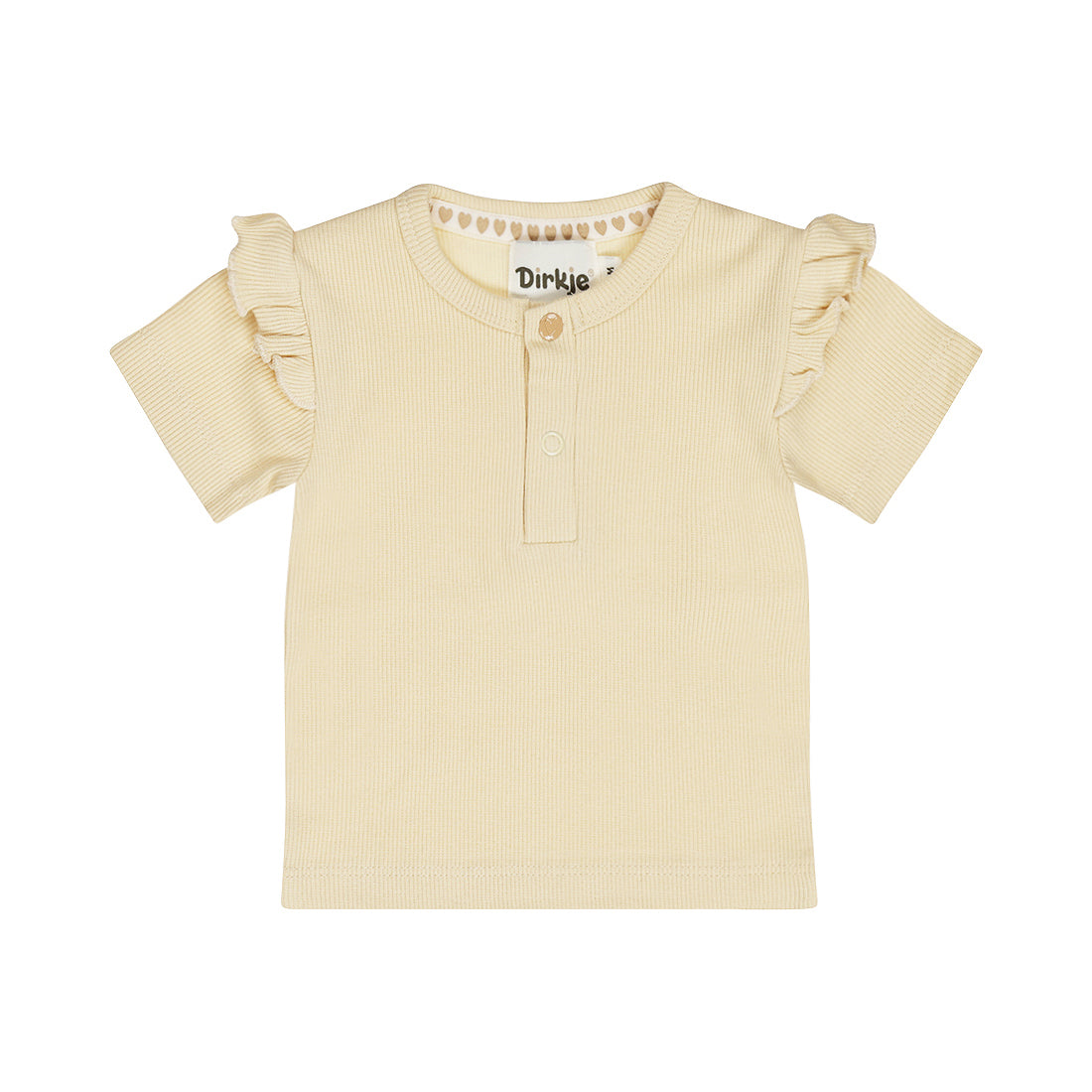 Dirkje T-Shirt Serafino a Costine con Volant sulla Spalla