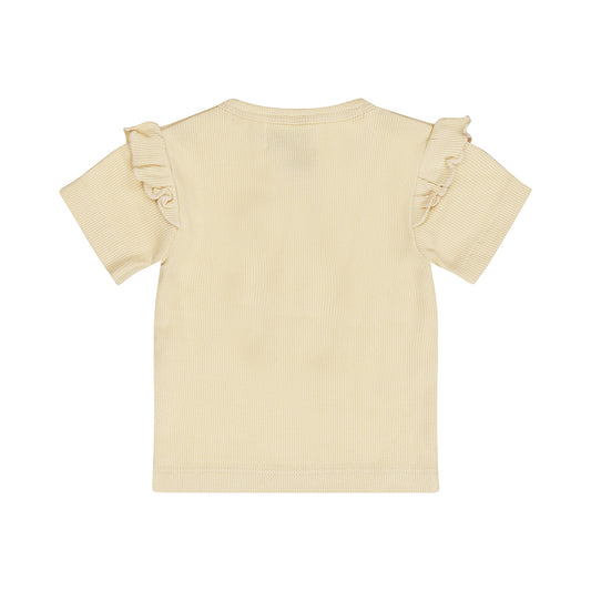 Dirkje T-Shirt Serafino a Costine con Volant sulla Spalla