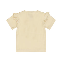 Dirkje T-Shirt Serafino a Costine con Volant sulla Spalla