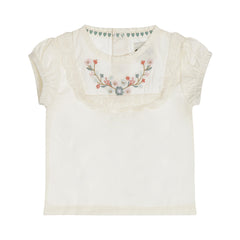 Dirkje Neonata Blouse con Ricami in Pizzo e Dettaglio fiori Cuciti