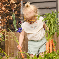 Dirkje Neonata Blouse con Ricami in Pizzo e Dettaglio fiori Cuciti