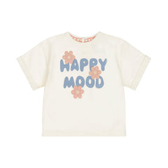 Dirkje  Happy Mood T-Shirt Neonata e Bambina  Con Dettagli Fiori Ricamati