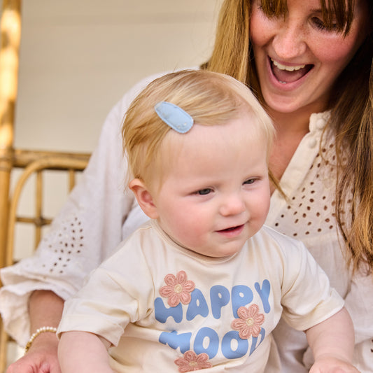 Dirkje  Happy Mood T-Shirt Neonata e Bambina  Con Dettagli Fiori Ricamati