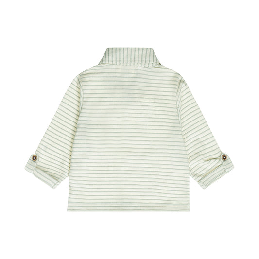 Dirkje Camicia Neonato a Righe con Dettagli bottoncino in Legno