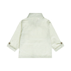 Dirkje Camicia Neonato a Righe con Dettagli bottoncino in Legno