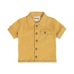 Dirkje Camicia Neonato e Bambino Nido D'Ape con Dettagli Bottoncini in Legno