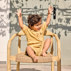 Dirkje Camicia Neonato e Bambino Nido D'Ape con Dettagli Bottoncini in Legno