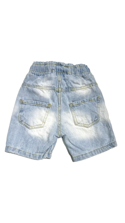 REBEL BERMUDA JEANS SFUMATO CON ELASTICO IN VITA NEONATO