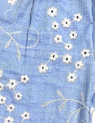 Piccola Lù Short in Cotone con Fiocco e Ricami con Fiorellini