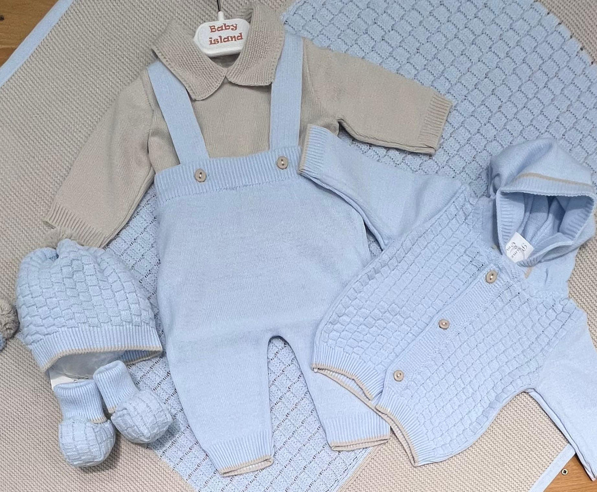 Prime Emozioni Completo tre Pezzi m. Lana con Salopette Maglia e Golfino Nascita