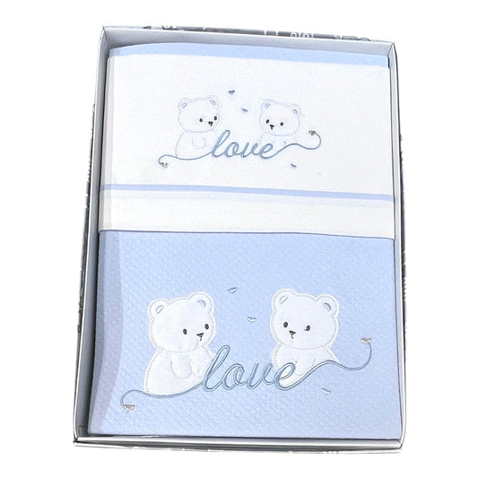 Ornella Coordinato Love Passeggino Copertina Cotone Più Lenzuola Sopra Sotto Federa